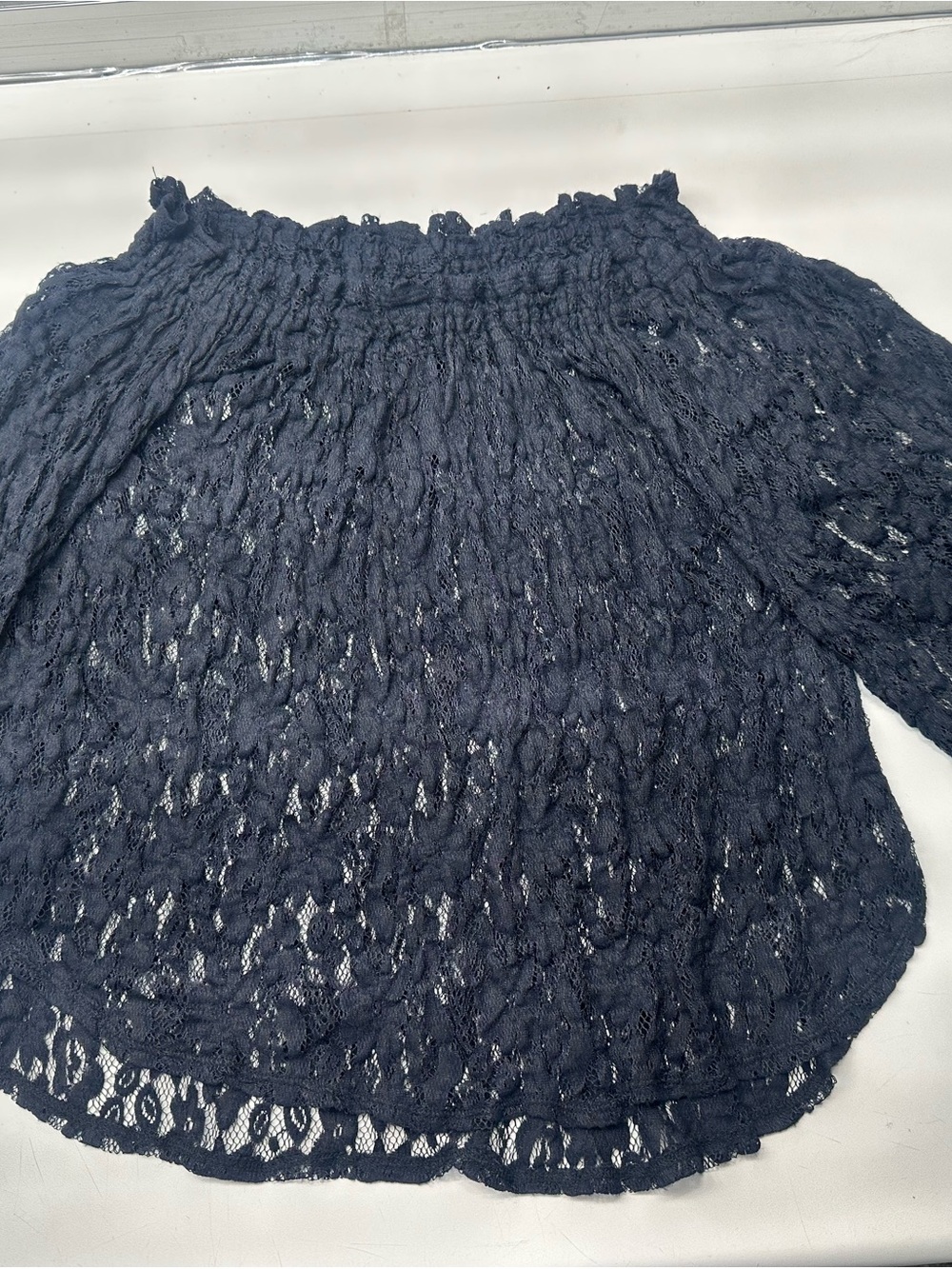 Abercrombie & Fitch Black Lace Top Blouse L Flare Bell Sleeved Smock